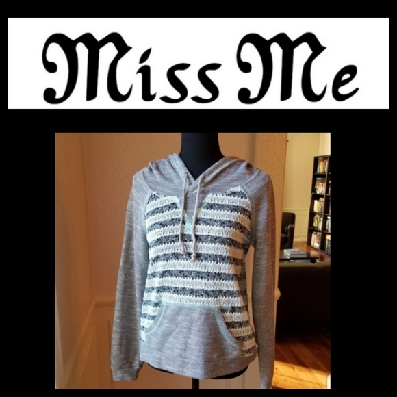Miss Me Sweaters - Miss Me lightweight striped hoodie